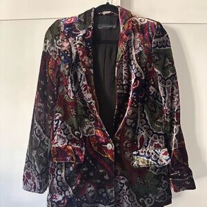 Zara Paisley Velvet Blazer